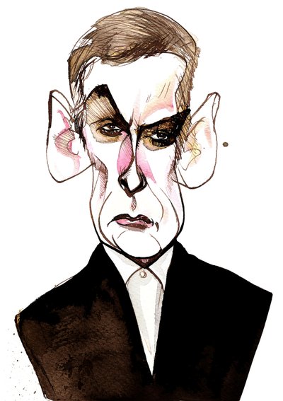 Peter Capaldi, actor y director de cine escocés (nacido en 1958); caricatura de Neale Osborne